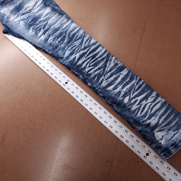 Evolution In Design Moto Jeans Slim Straight Leg Crinkle Acid Wash Men 38 Blue - Picture 7 of 11